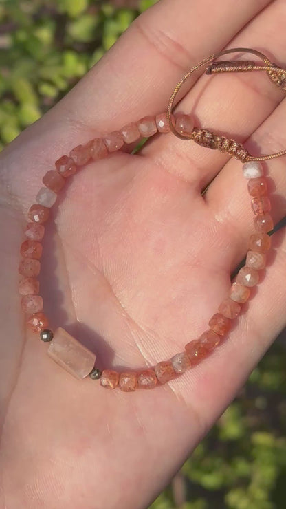 Pulsera Ajustable de Piedra Sol & Pirita